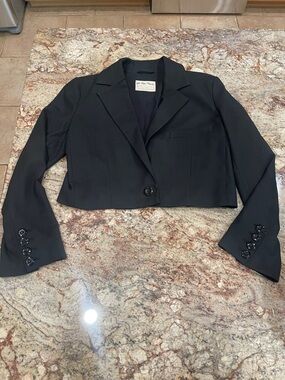 Free People Black Cropped Blazer Jacket S:S